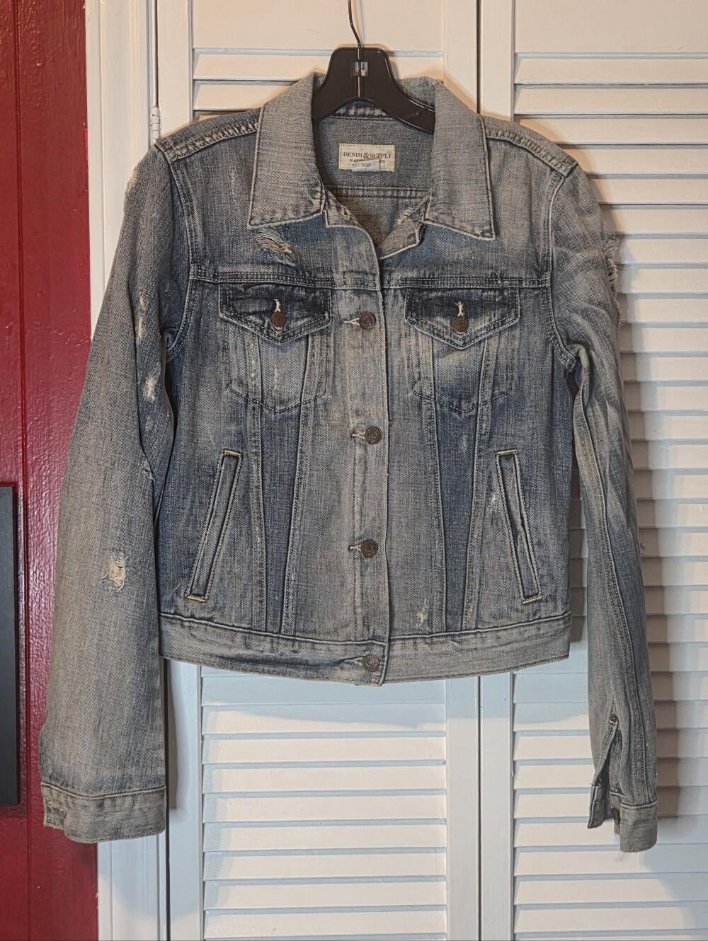 Excellent Condition! Denim & Supply Ralph Lauren Distressed Denim Jacket SZ SM